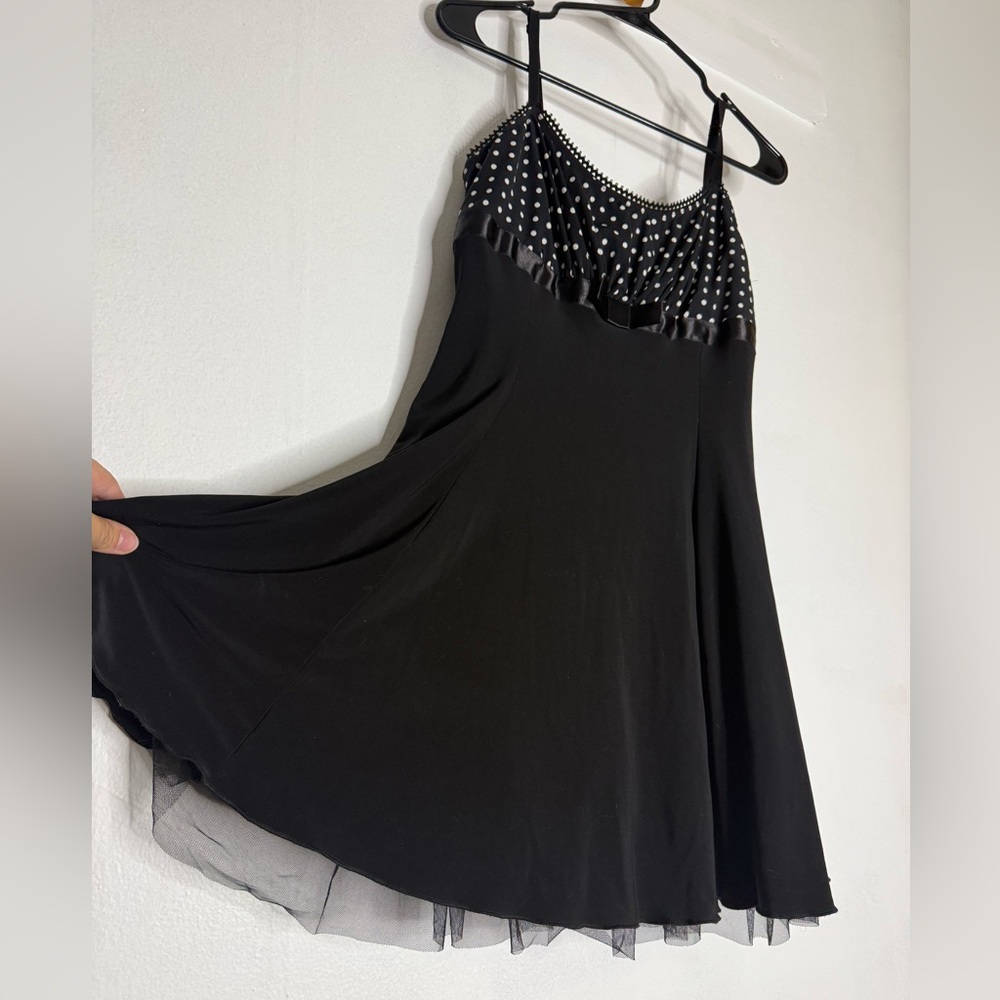 Elegant Black Dress with Polka Dot Detail